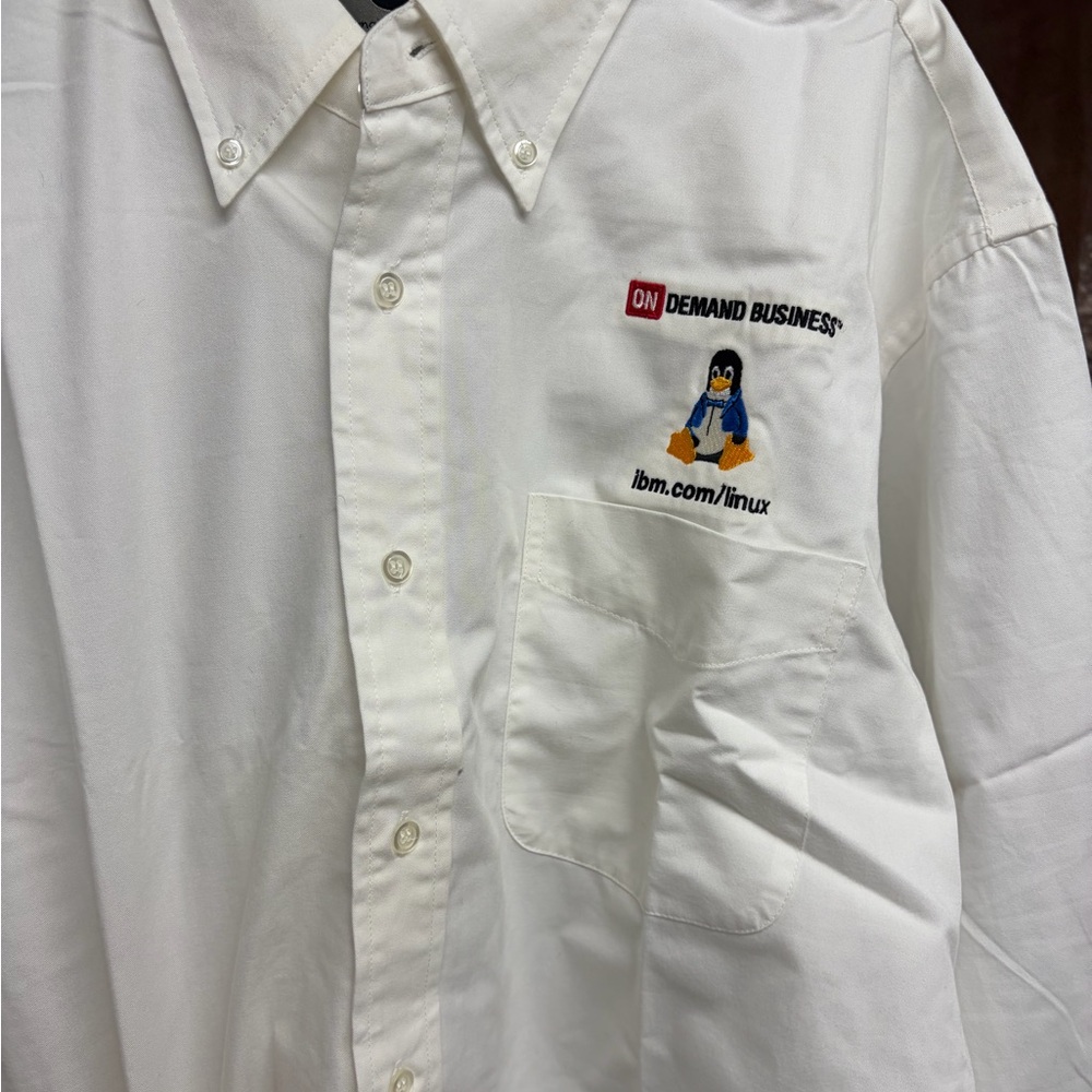 Vintage White Shirt, poly cotton blend with embroidered IBM logo
